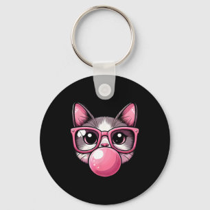Schattigee en grappige poes roze zonneschermen en sleutelhanger