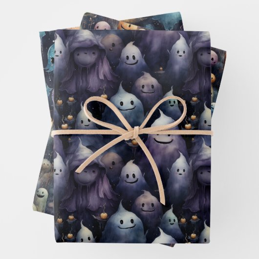 SCHATTIGEE EN GRIEZELIGE GEESTEN GHOULS HALLOWEEN INPAKPAPIER VEL (In situ)