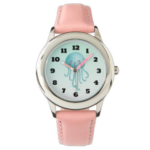 Schattigee en Happy Blue-Green Jellyfish Horloge