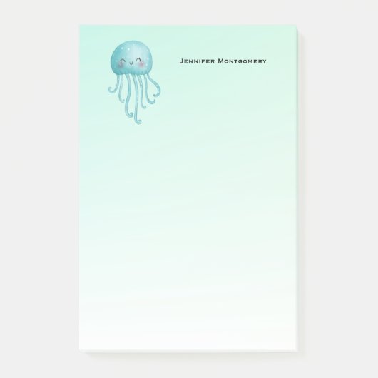 Schattigee en Happy Blue-Green Jellyfish Post-it® Notes (Voorkant)