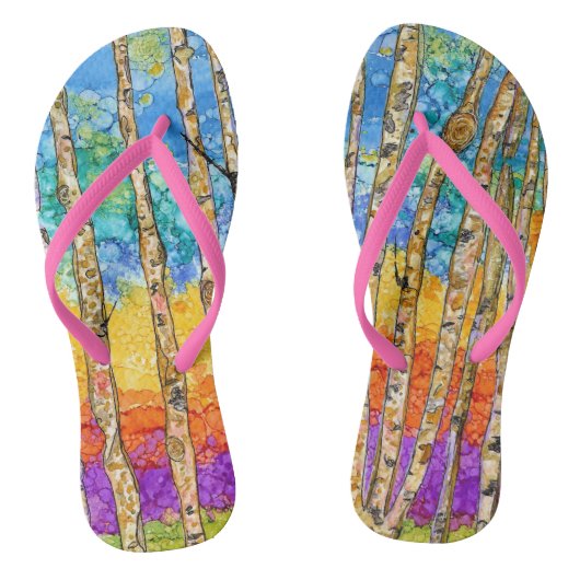 Schattigee en kleurrijke Aspen Tree Teenslippers (Voetbed)