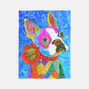 Schattigee en kleurrijke Boston Terrier Fleece Bla Deken
