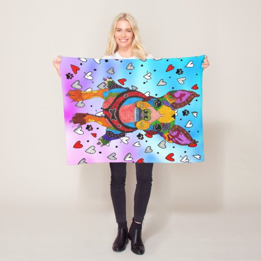 Schattigee en kleurrijke Boston Terrier Fleece Bla Deken (In situ)