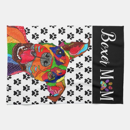 Schattigee en kleurrijke Boxer Dog Keuken Handdoek (Horizontaal)