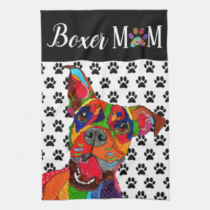 Schattigee en kleurrijke Boxer Dog Keuken Handdoek