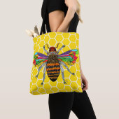 Schattigee en kleurrijke Bumble Bee Canvas tas (Dichtbij)