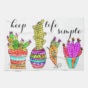 Schattigee en kleurrijke Cacti keukenhanddoek