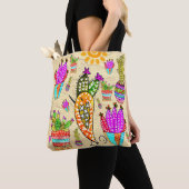 Schattigee en kleurrijke Cactus Canvas tas (Dichtbij)