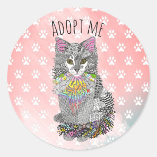Schattigee en kleurrijke Cat Adopteer Me Sticker