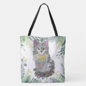 Schattigee en kleurrijke Cat Kitten Canvas tas (Achterkant)