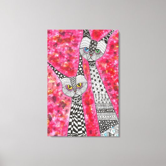 Schattigee en kleurrijke Cats Wrapped Canvas - 24  (Voorkant)