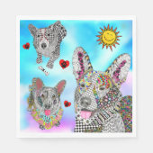 Schattigee en kleurrijke Corgi servetten (Voorkant)