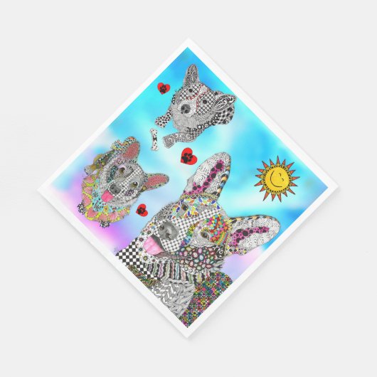 Schattigee en kleurrijke Corgi servetten (Hoek)