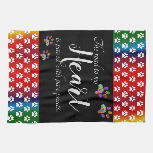 Schattigee en kleurrijke Dog Paw Prints Keukendoek Theedoek (Horizontaal)