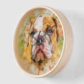 Schattigee en kleurrijke Engelse Bulldog Clock (Hoek)