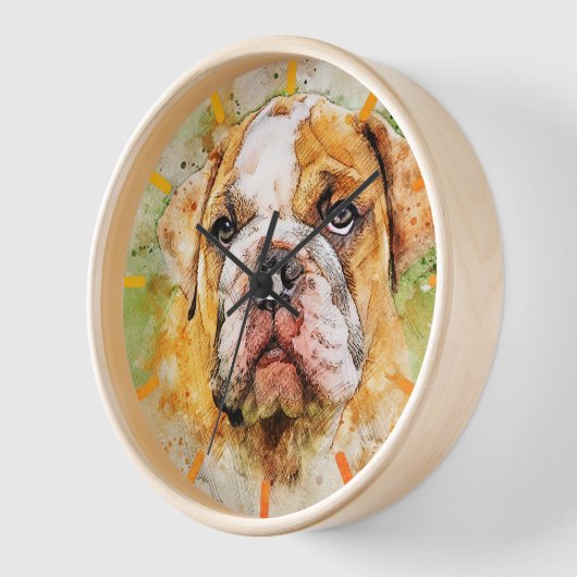 Schattigee en kleurrijke Engelse Bulldog Clock (Hoek)