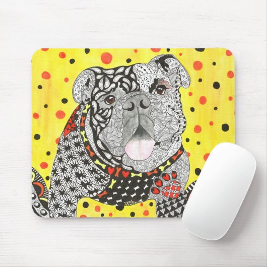 Schattigee en kleurrijke Engelse Bulldog Mousepad Muismat (Met muis)