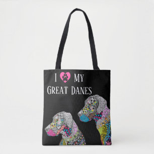 Schattigee en kleurrijke Grote Denen Canvas tas