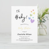 Schattigee en kleurrijke harten Baby shower Kaart (Staand voorkant)