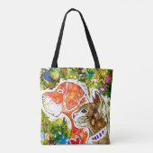 Schattigee en kleurrijke hond en kat Canvas tas (Achterkant)