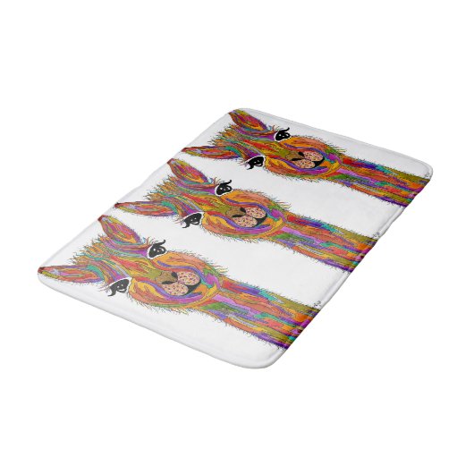 Schattigee en kleurrijke lama badmat (Gekanteld)