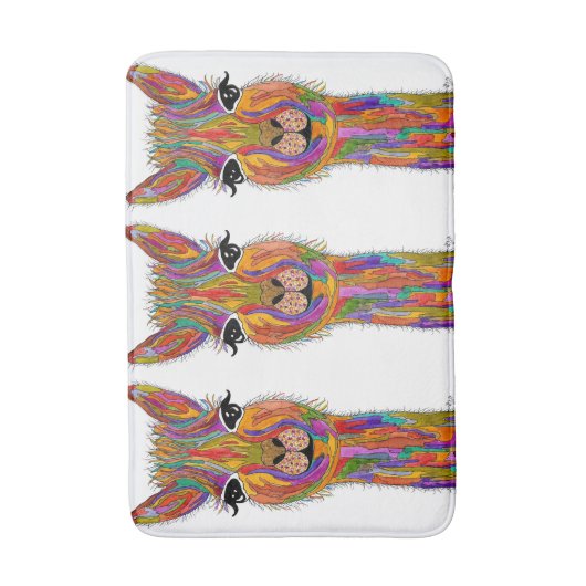 Schattigee en kleurrijke lama badmat (Voorkant Verticaal)