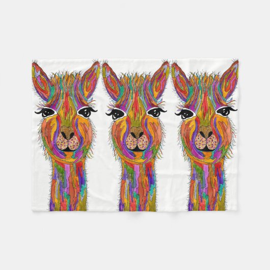 Schattigee en kleurrijke lama fleece deken (Voorkant (Horizontaal))