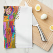 Schattigee en kleurrijke Llama Bloemen Keukenhandd Theedoek (Quarter Fold)