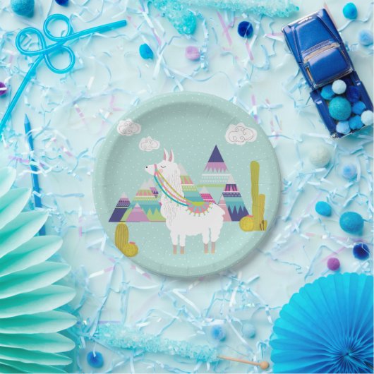 Schattigee en kleurrijke Llama gepersonaliseerde p Papieren Bordje (Feest)