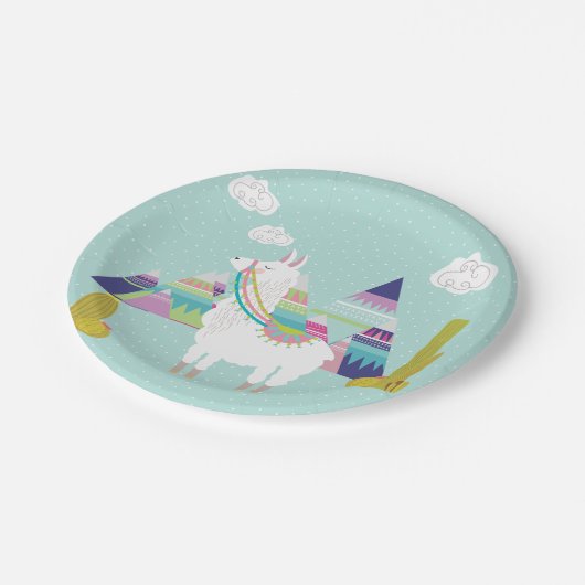 Schattigee en kleurrijke Llama gepersonaliseerde p Papieren Bordje (Gekanteld)