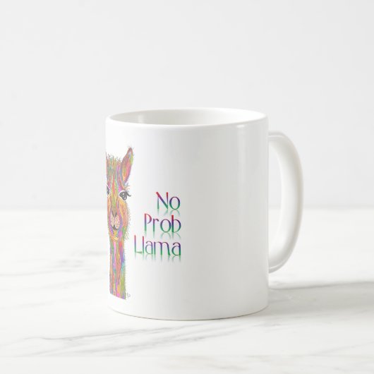 Schattigee en kleurrijke Llama Mok 11 oz. (Voorkant rechts)