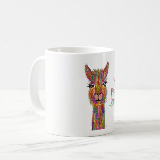Schattigee en kleurrijke Llama Mok 11 oz. (Voorkant links)