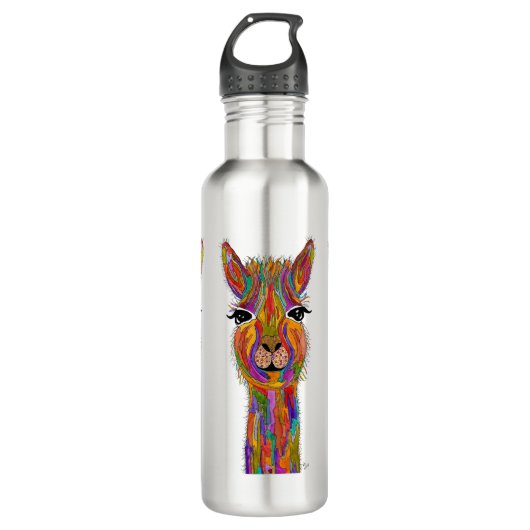 Schattigee en kleurrijke Llama waterfles Waterfles (Voorkant)