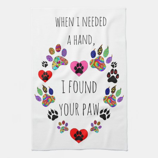 Schattigee en kleurrijke Paw Print Keukenhanddoek (Verticaal)