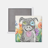 Schattigee en kleurrijke Pit Bull Dog Magnet Magneet (Voorkant / Achterkant)