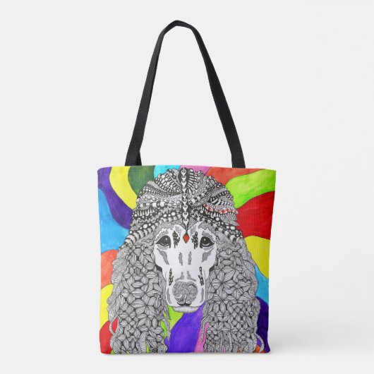 Schattigee en kleurrijke Poedel Canvas tas (Achterkant)