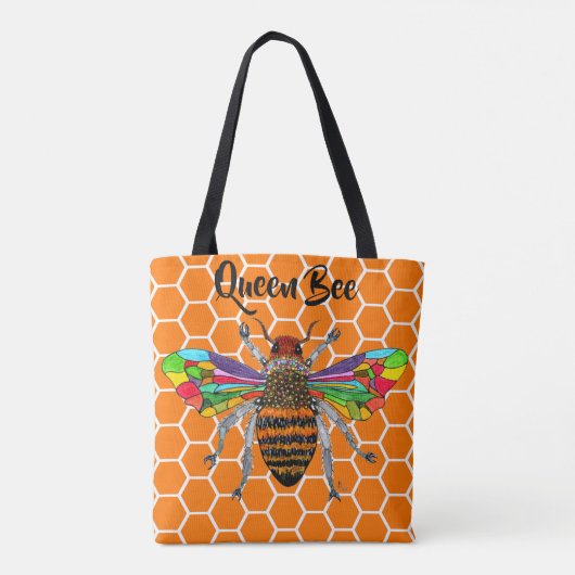 Schattigee en kleurrijke Queen Bee Canvas tas (Achterkant)