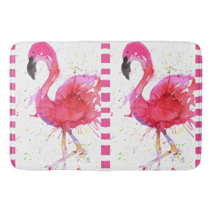 Schattigee en kleurrijke roze flamingo badmat