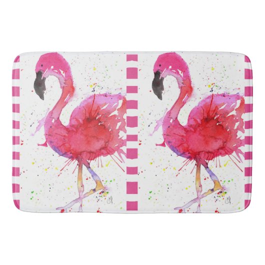 Schattigee en kleurrijke roze flamingo badmat (Voorkant)