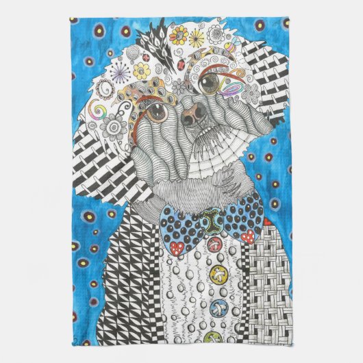 Schattigee en kleurrijke Shih Tzu keukenhanddoek (Verticaal)