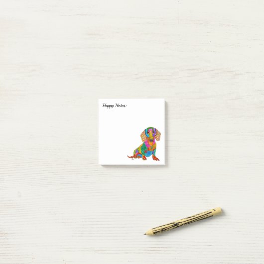 Schattigee en kleurrijke teckel post-it® notes (Op bureau)