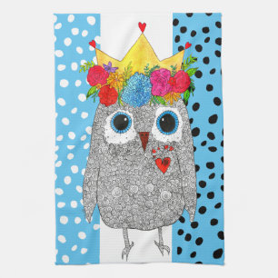 Schattigee en kleurrijke uil keukenhanddoek