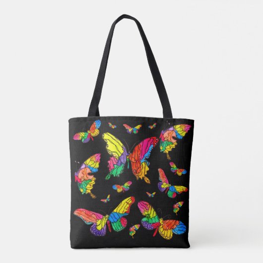 Schattigee en kleurrijke vlinders Canvas tas (Achterkant)