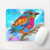 Schattigee en kleurrijke vogel op een Branch Mouse Muismat (Met muis)
