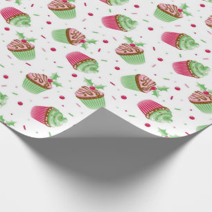 Schattigee en lekkere kerstkleurige cupcake cadeaupapier