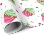 Schattigee en lekkere kerstkleurige cupcake cadeaupapier (Rol Hoek)