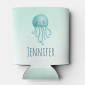 Schattigee en Leuke Blauw-Groene Kwallen Blikjeskoeler (Achterkant)