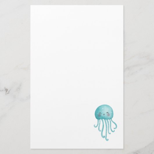 Schattigee en Leuke Blauw-Groene Kwallen Briefpapier (Voorkant)