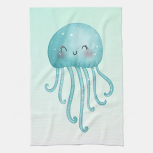 Schattigee en Leuke Blauw-Groene Kwallen Theedoek