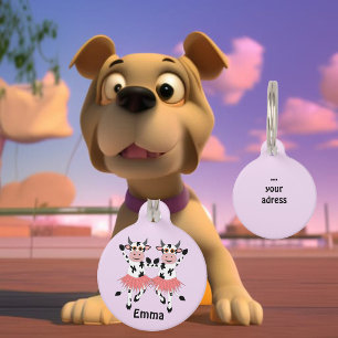 Schattigee en leuke dansen koeien, op maat huisdierpenning